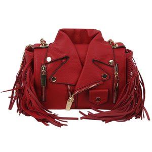Motorcycle Jacket Fringe Crossbody Handbag